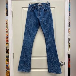Mademe laser cut butterfly straight leg jean